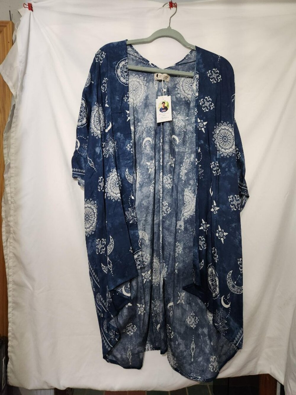 NWT Lotus & Luna Nova Blue Celestial Kimono Duster Cover Up OSFM